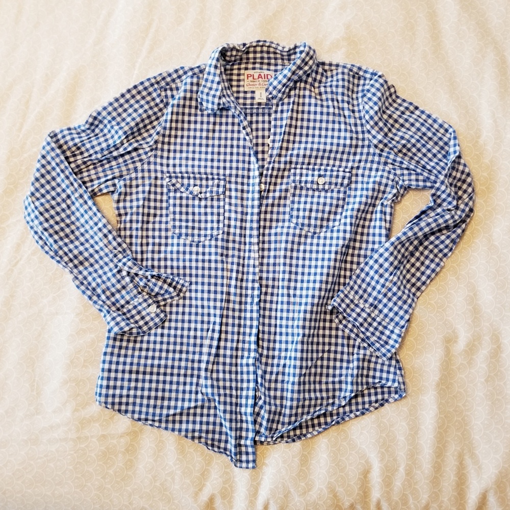 Old Navy Blue Plaid Shirt